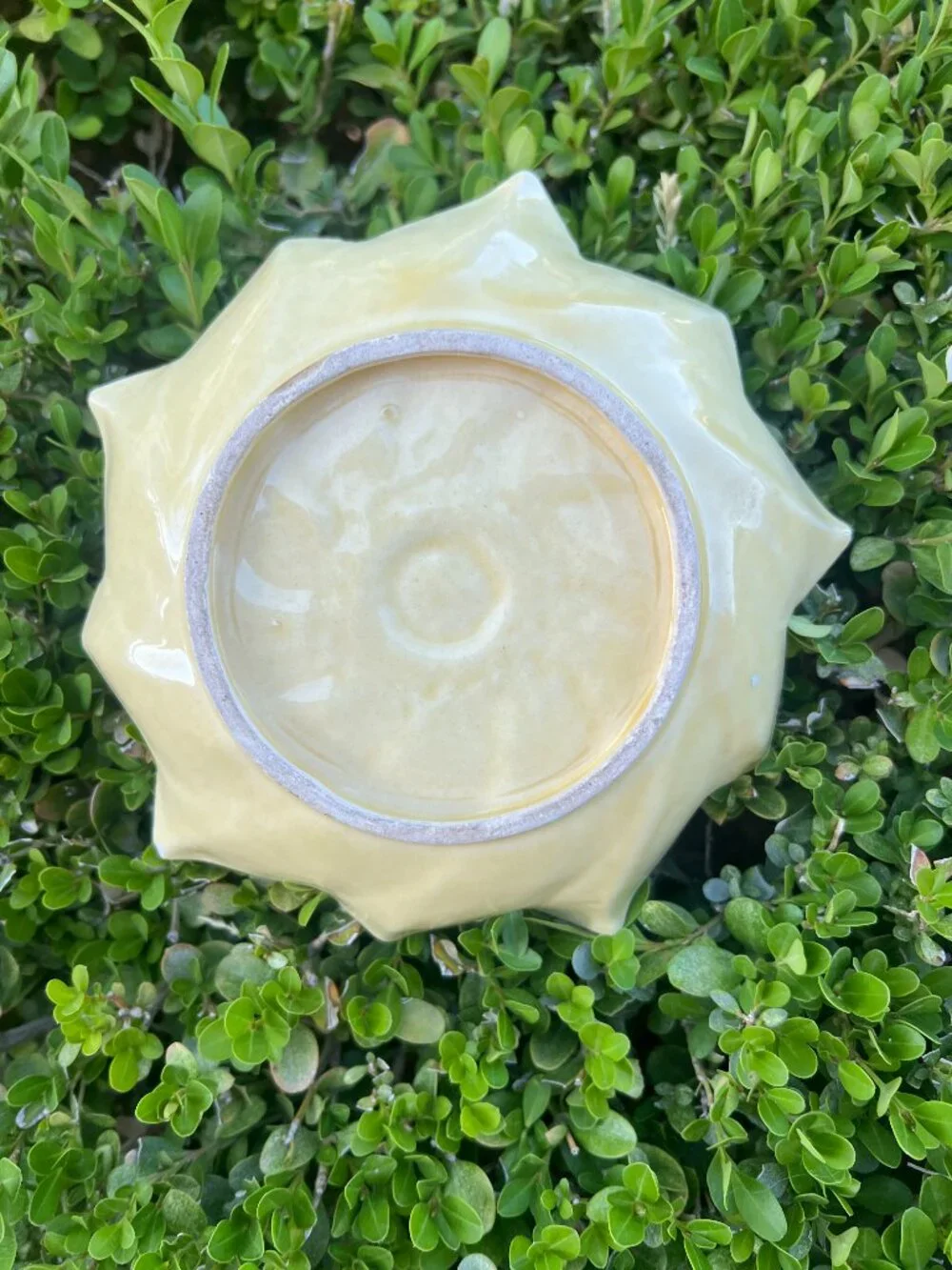 60's Yellow Pedestal Bowl /Vase Ceramic Floral Dish